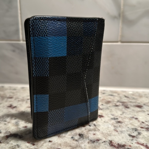 Retired Limited Edition Louis Vuitton Damier Ebene Blue Check Pocket Organizer - Picture 3 of 3